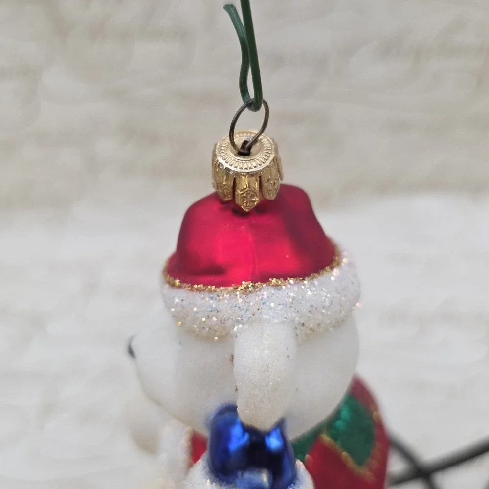 2 Polar Bear Christmas Ornaments Golf Winter Scarf Blown Glass Hand‎ Painted